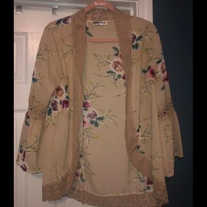 Tan kimono with flowers